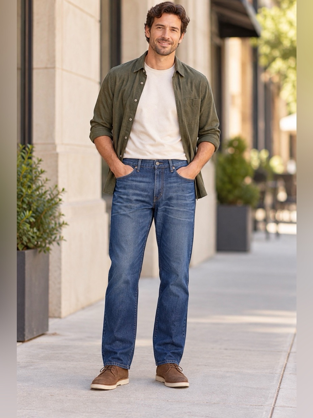 Lands End Mens 42x30 Dark Wash Jeans Classic Straight Leg Traditional Fit Denim